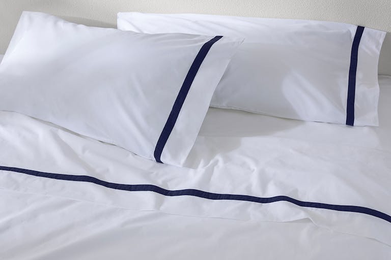 Banded Percale Pillowcase Pair lifestyle close up